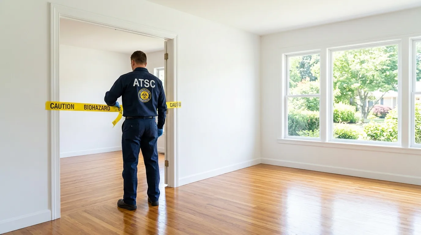 Certified biohazard cleanup crew performing Decomposition Cleanup in West Springfield